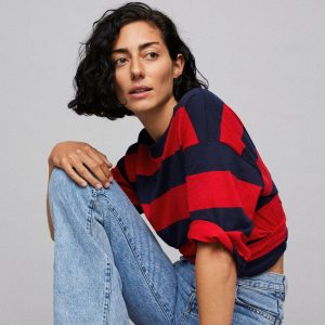 Red And Black Printed Top