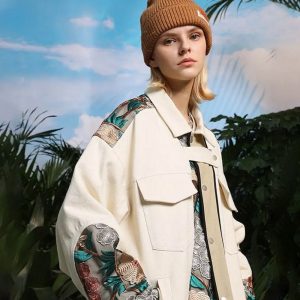 Aoleaky Autumn Flower Embroidery Jacket