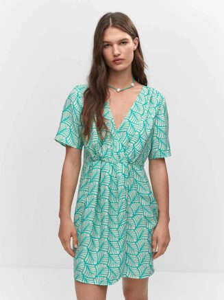 Mint Green Georgette Geometric Print Dress